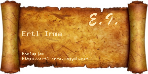 Ertl Irma névjegykártya